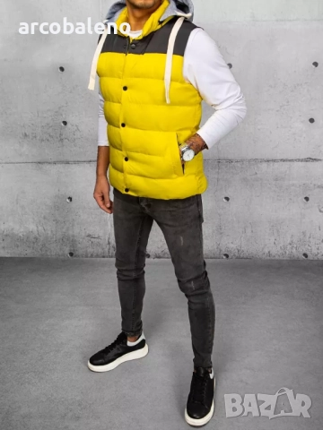 Мъжка ватирана жилетка с качулка, 3цвята , снимка 3 - Суичъри - 47781242