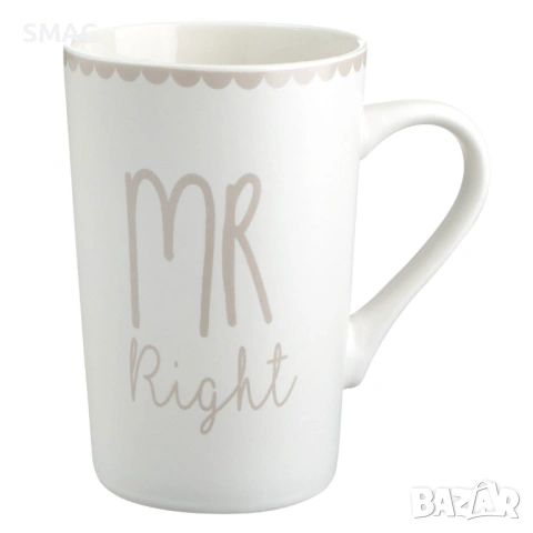 Комплект чаши New Bone „Mr Right – Mrs Always Right“, 350 мл – 2 бр_1183284, снимка 2 - Чаши - 53416067