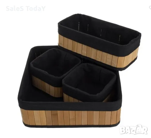 Органайзер, Кошнички от бамбук за съхранение, 4 бр, снимка 3 - Органайзери - 49218095