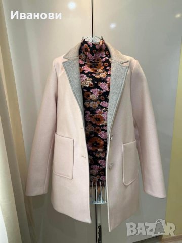 Чисто ново, стилно и елегантно дамско палто в розово и сиво, размер L, снимка 1 - Палта, манта - 38665279