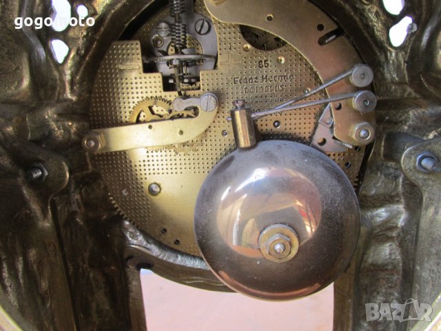 лот Стари, арт, античен, винтидж бароков каминен МЕХАНИЧЕН часовник с АЙЦЕ "ФАБЕРЖЕ"+2 броя свещника, снимка 14 - Антикварни и старинни предмети - 37346781