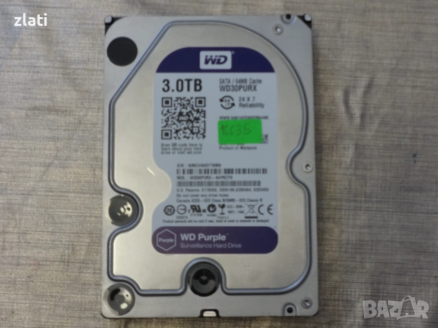 hdd hard disk hard drive хард диск WD Purple 3TB sata на малко часове работа