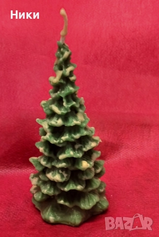 Восъчна свещ "Снежна Коледна елха", снимка 2 - Декорация за дома - 52845357