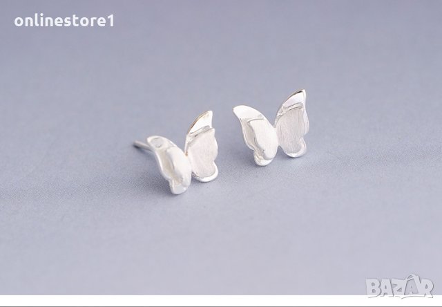 Сребърни Обеци 3D Пеперуда - 925 печат сребро BT405, снимка 2 - Обеци - 28148431