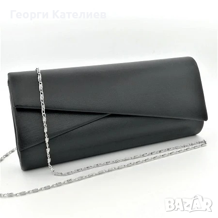 Дамска Бална Чанта Черна Кожена Тип Клъч, снимка 1 - Чанти - 44101741