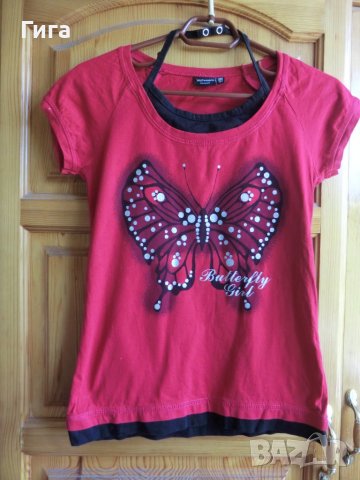 Червена тениска пеперуда, снимка 4 - Детски тениски и потници - 36871265