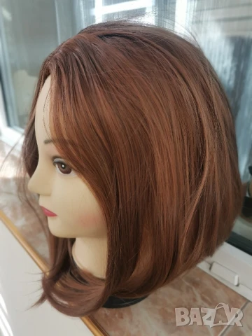 Нова светло кестенява  перука 35 см Боб стил без бретон - мод.17, снимка 5 - Аксесоари за коса - 12719429