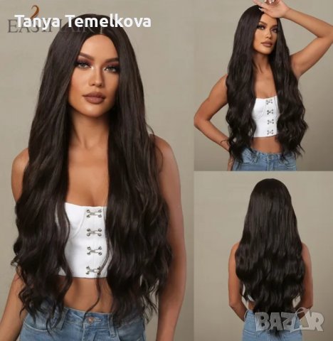 Тъмно кафява перука без бретон 