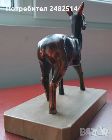 Ар деко бронзова скулптура статуетка върху мраморна основа., снимка 3 - Статуетки - 50048866