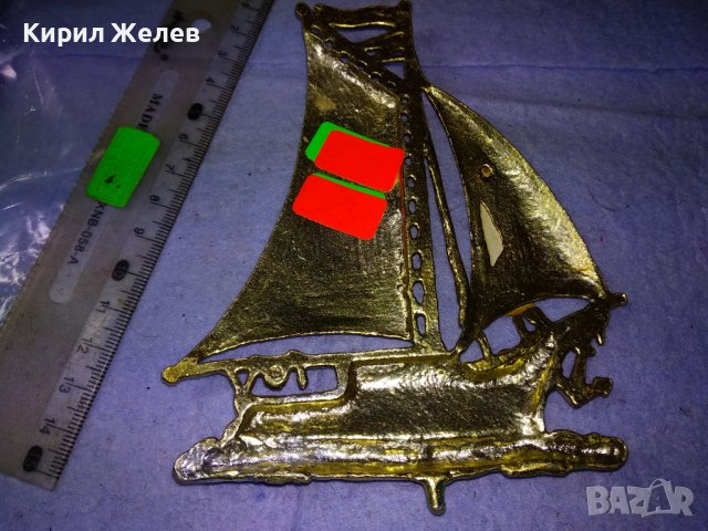 Стар КРАСИВ ДЕКОРАТИВЕН БРОНЗОВ ВЕТРОХОДЕН КОРАБ ПЛАТНОХОД 41539, снимка 11 - Декорация за дома - 43666167