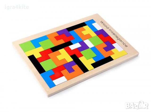 Нов модел масивен и по-дебел дървен цветен тетрис / всичко с дърво tetris wood, снимка 2 - Образователни игри - 37871816