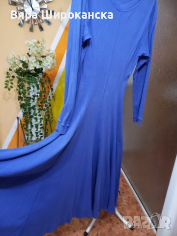 Лилава рокля от плътно, дебело трико. Размер: L. Има леко изсветляване на цвета. , снимка 2 - Рокли - 40522910