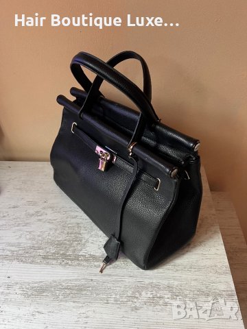 Birkin Hermes Черна стилна чанта с катинар и ключ 🖤, снимка 1 - Чанти - 43886778