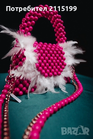 Ръчно изработени чанти с акрилни мъниста и пера, снимка 2 - Чанти - 51788069