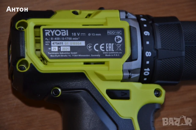 Нов безчетков винтоверт Ryobi RDD18C, снимка 4 - Винтоверти - 48002924