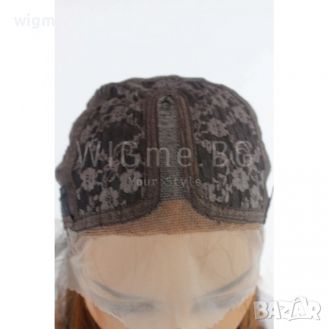 Къса права черна лейс фронт перука Лина с кестеняви кичури, снимка 3 - Аксесоари за коса - 36570741