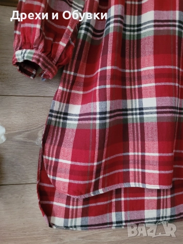 Рокля тип риза червено каре , снимка 7 - Рокли - 52763916