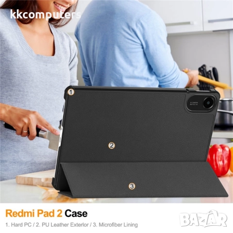 ENKAY HAT PRINCE Калъф със Стойка за Xiaomi Redmi Pad 2 - PU Кожа, Авто Wake/Sleep, Протектор, 7 Цвя, снимка 12 - Калъфи, кейсове - 52144271