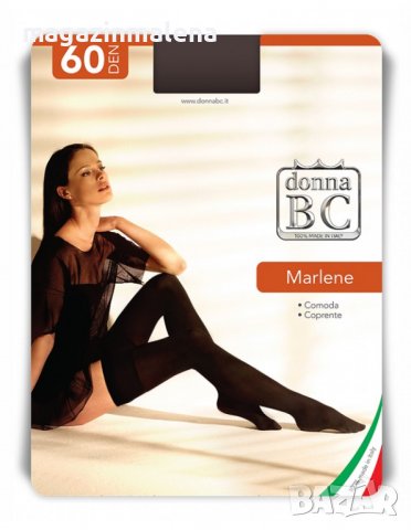 Donna BC 60DEN плътни черни чорапи с ластик италиански зимни чорапи над коляното 60ДЕН