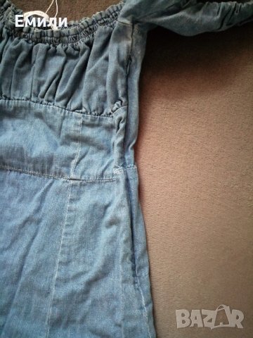 Нова дамска къса дънкова рокля с буфан ръкави р-р L, снимка 9 - Рокли - 43697660