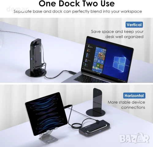 Докинг станция за лаптоп WAVLINK, за два монитора, HDMI+DVI/VGA/HDMI, 2* USB 3.0, 4* USB 2.0, снимка 8 - Друга електроника - 50443695