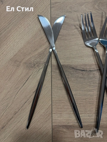 Комплект прибори за хранене в сребрист цвят от 24 части с луксозен дизайн и магнитна кутия, снимка 10 - Прибори за хранене, готвене и сервиране - 53567710
