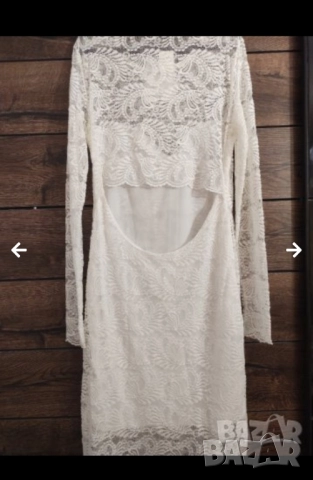Бяла рокля с дантела , снимка 4 - Рокли - 52557834