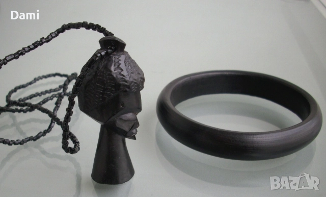 Колие и гривна африканско черно дърво Grenadilla, снимка 5 - Бижутерийни комплекти - 52869699
