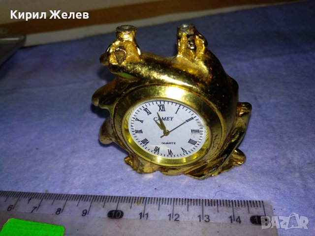 Стар ПОЗЛАТЕН МЕТАЛЕН НАСТОЛЕН КВАРЦОВ ЧАСОВНИК CAMEY 41282, снимка 12 - Колекции - 43887780