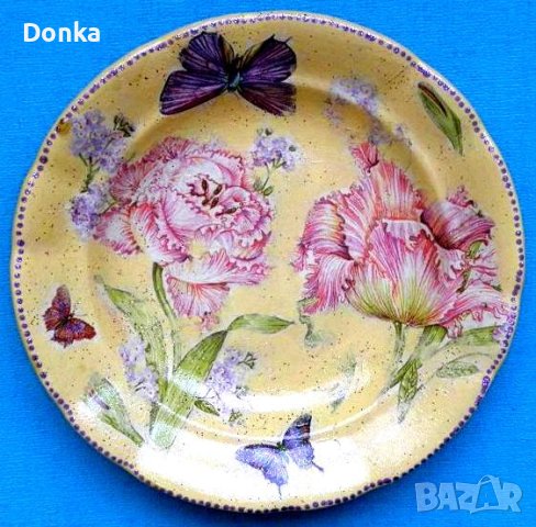   Пет ръчно рисувани декорактивни чинии за пролетна украса на половин цена, снимка 2 - Декорация за дома - 43990916