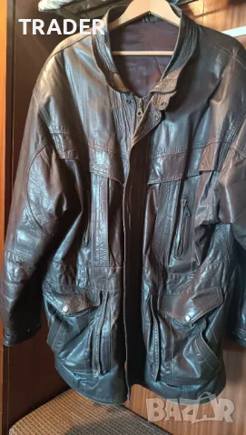 Мъжко кожено  яке шуба естествена телешка кожа тъмно кафяво,  размер L