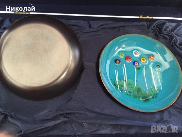 Ръчно рисувани с емайл чинийки "Цветя", в луксозна кутия , уникат, турски, ВИП подарък, амулет, снимка 8 - Декорация за дома - 32319312