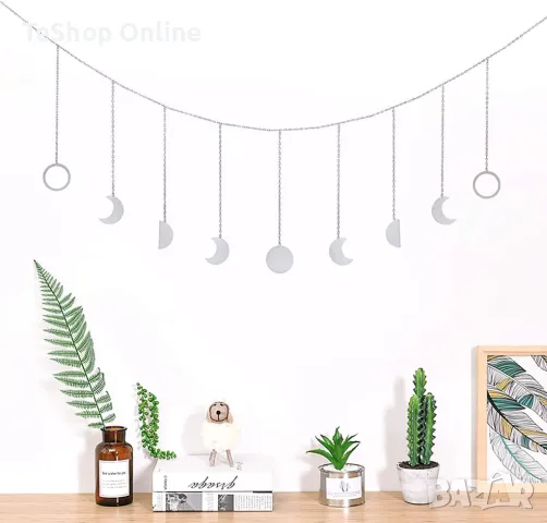 Висящ стенен лунен гирлянд декор Boho в сиво налични 2 броя, снимка 5 - Декорация за дома - 47448418