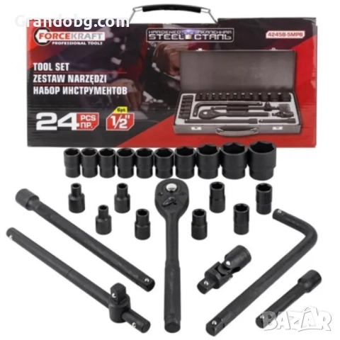 Гедоре с ударни вложки 24 части 1/2 до 32 мм ForceKraft