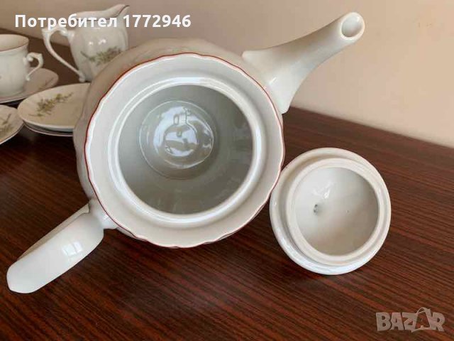 Сервиз за чай с 2 чаши български порцелан Изида, снимка 5 - Антикварни и старинни предмети - 33187102