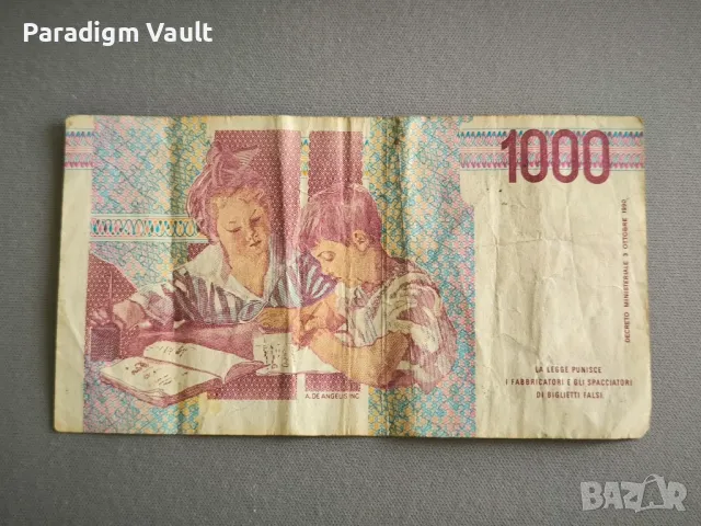 Банкнота - Италия - 1000 лири | 1990г., снимка 2 - Нумизматика и бонистика - 48562014