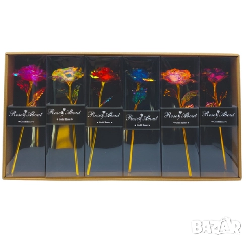 Светеща роза в подаръчна кутия, различни цветове