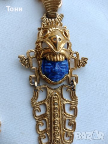 Marbel Mexico Salvador Teran Колие Vintage // Керамична маска Choker Necklace, снимка 3 - Антикварни и старинни предмети - 38438326
