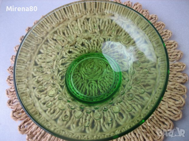 Ретро фруктиера зелено стъкло, снимка 5 - Други - 39409609