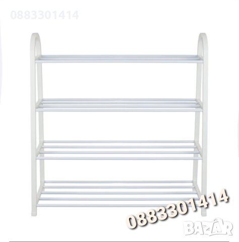 Етажерка за обувки, Метална, Бяла, 4 рафта, снимка 3 - Етажерки - 40496144