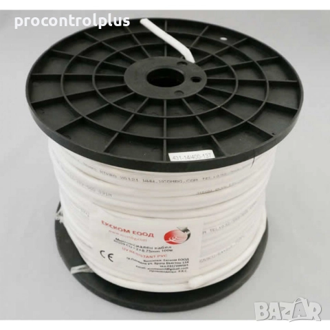 Микрокоаксиален кабел RG59CU + 2x0,75mm Бял 100м, снимка 2 - Други - 51660606