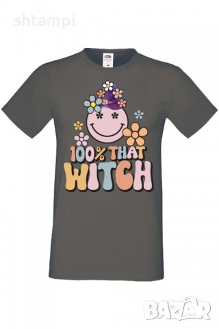Мъжка тениска 100 percent that witch,Halloween,Хелоуин,Празник,Забавление,Изненада,Обичаи,, снимка 8 - Тениски - 38132517