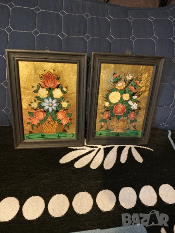 Картини  лот върху стъкло дървена рамка , снимка 2 - Картини - 52255686