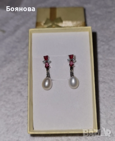 Нежни Обеци от естествени перли и сребро, снимка 9 - Обеци - 39683262