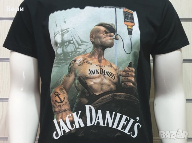 Нова мъжка тениска с дигитален печат Попай Моряка - Джак Даниелс , снимка 14 - Тениски - 28059804