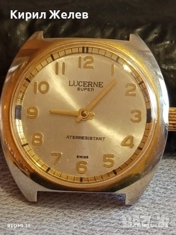 Стар механичен часовник мъжки LUCERNE ANTI-MAGNETIC SWISS MADE много красив позлатен 51428, снимка 5 - Антикварни и старинни предмети - 52362259