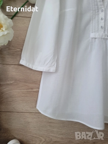 Нова бяла и синя блузка памучна материя ESPRIT , снимка 4 - Тениски - 51518481