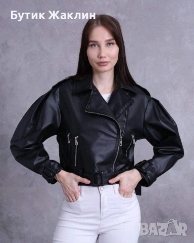 Дамско кожено байкър яке , снимка 3 - Якета - 53489556
