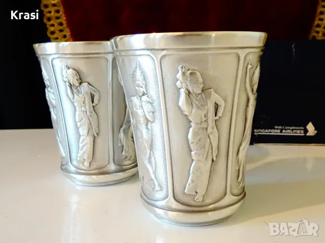 Чаша от калай за вино с красиви танцьорки, снимка 4 - Антикварни и старинни предмети - 47404601