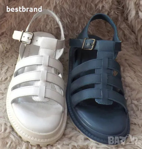 Дамски сандали от естествена кожа с каишки, на цяла подметка, код 661/89, снимка 1